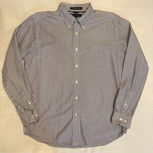Tommy Hilfiger blue and white striped classic men’s shirt size L
